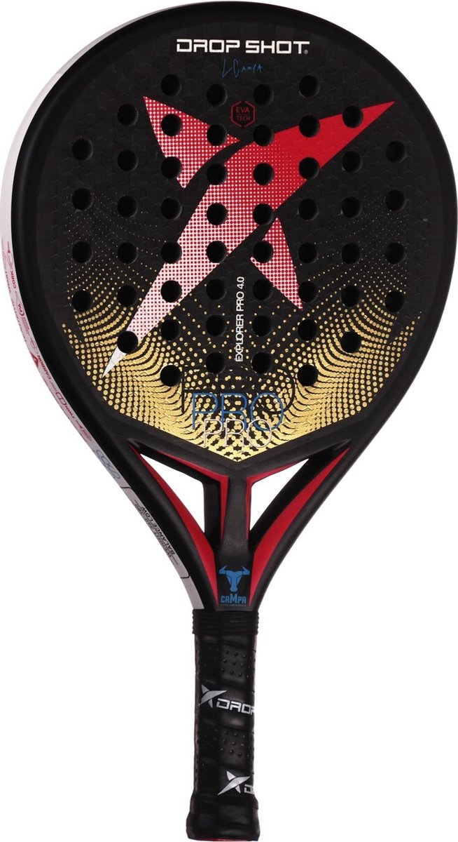 Drop Shot Explorer Pro 4.0 - Padelracket - Unisex - Zwart/Rood/Goud